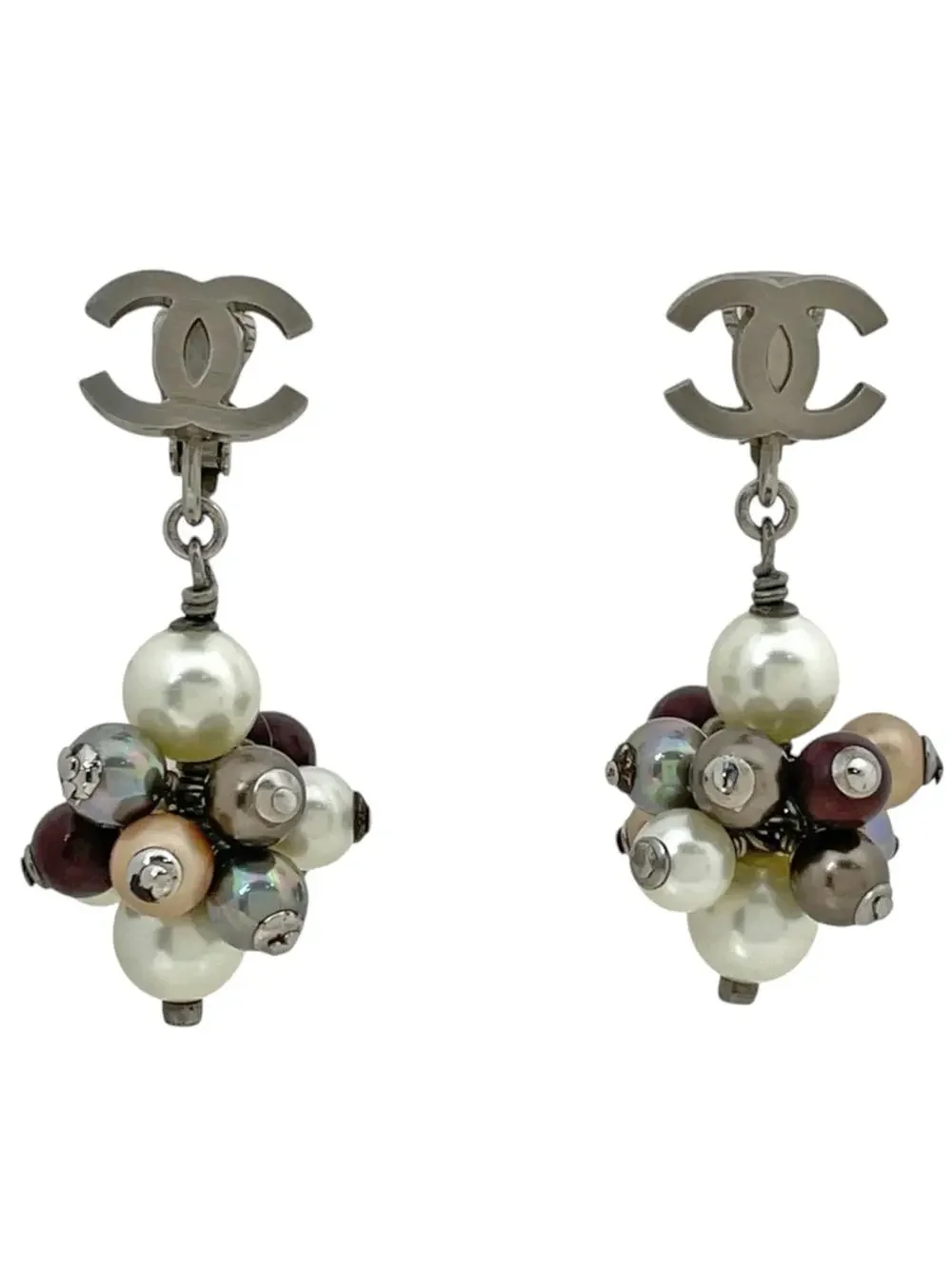 Chanel Cc Logo Clip-On Earrings Silver- #327650C69B